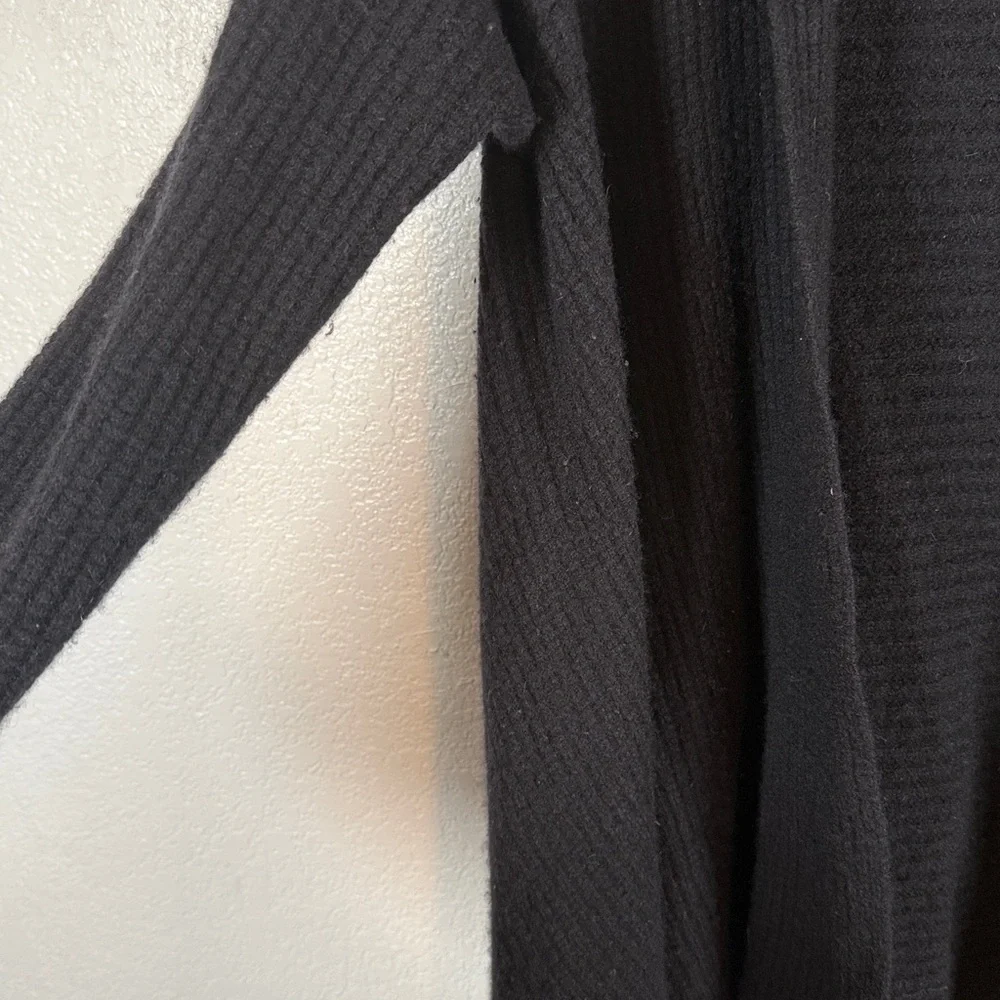 Garnet Hill Black Drape Ribbed Knit Cashmere Cardigan Size Small